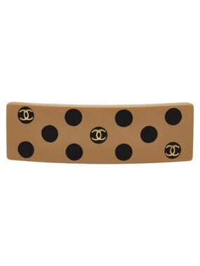 Chanel CC Logo Dot Beige Black Plastic